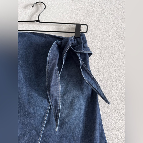 Paige Wrap Tie Front Denim Mini Skirt S - Picture 2 of 6